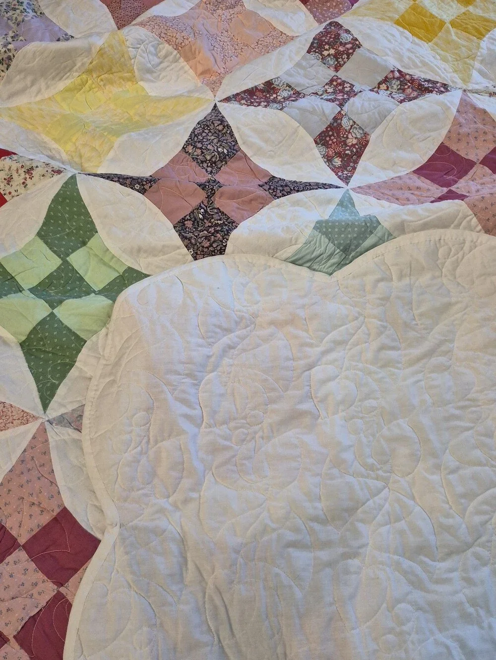 Handmade Multicolor Patchwork Cotton Quilt - Pastel Squares 80